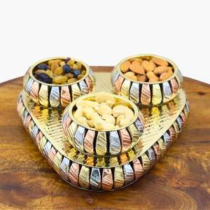 กล่องเก็บผลไม้แบบแห้งทำจากโลหะทนทานพร้อมผิวสีทองภาชนะของขวัญตกแต่งทนทานสำหรับขนมขบเคี้ยวและผลไม้แห้ง - Product Image 6