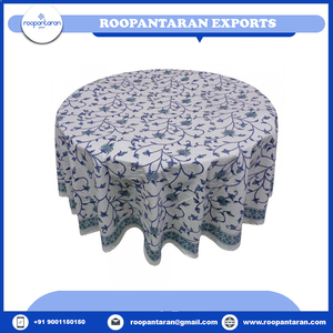 Manteles Redondos Hechos a Mano de Algodón 100% Bien Absorbente Bloque Impreso 20 Láminas Mantel Redondo 150Cms Suministro a Granel - Product Image 4