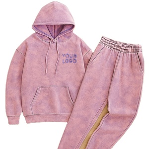 Nouveautés Survêtements pour hommes Vintage Wash Personnaliser Logo Brodé Deux Pièces Ensemble Grande Taille Col À Capuche OEM Hommes Street Style - Product Image 4