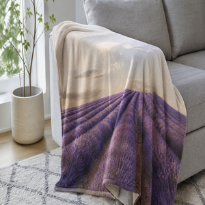 Custom Printed <b>Throw</b> Blanket Personalized Lavender Field Landscape Sublimation Flannel Fleece Polyester - Product Image 1