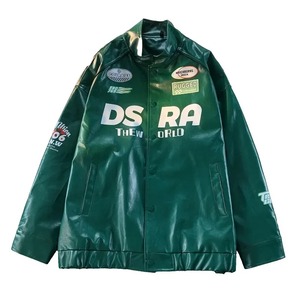 Automne nouveau Hipster manteaux amples pour hommes américain noir motard veste en cuir col montant pilote veste toile tissu pour les Couples - Product Image 5