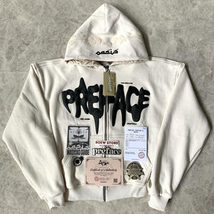 DCY เสื้อฮู้ดมีซิปสำหรับผู้ชาย, เสื้อมีฮู้ดแบบซิปบ็อกซี่500แกรมเสื้อครอปแบบมีซิปขนาดใหญ่ออกแบบได้ตามที่ต้องการ - Product Image 1