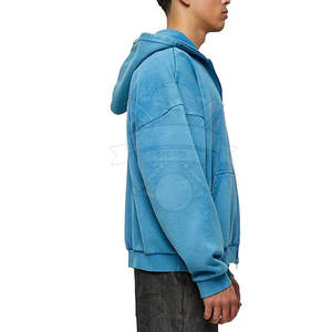 Sweats à capuche personnalisés délavés à l'acide pour adultes Style Streetwear Coton polaire brodé Motif solide Saison d'hiver Fabriqué au Pakistan - Product Image 5