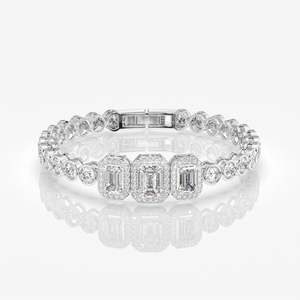 Brazalete de Diamantes Moissanite con Corte Esmeralda para Mujer, Oro de 14k, Elegante y Lujoso - Product Image 3