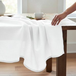 %100 Elegant Modern Woven Branded Linen <b>Tablecloth</b> 140180 cm Natural Color Premium Quality for Home & Hotels - Product Image 4
