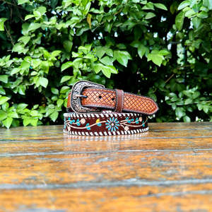 Cinturón Unisex Retro Étnico Vintage de Cuero Genuino de Grano Completo con Diseño de Paisley de Caballo Tallado y Grabado, Hebilla de Aleación - Product Image 6