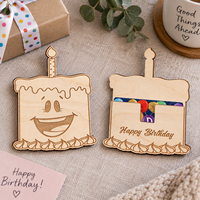Porte-cartes d'anniversaire en bois en forme de gâteau découpé au laser, organisateur d'enveloppes à monnaie, emballage cadeau pour fête