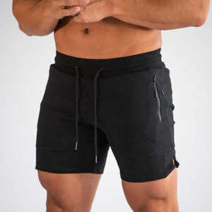 Shorts décontractés en coton pour hommes été 2026, shorts de jogging noirs à taille élastique avec logo décoratif, shorts de plage - Product Image 1