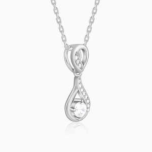 Trendy <b>Silver</b> Zircon Twist <b>Necklace</b> with Geometric Link Chain Featuring Diamond <b>Pearl</b> for Party or Gift Made of Zinc Alloy - Product Image 1