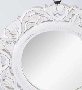 Precio al por mayor Espejo de pared de madera con forma redonda y acabado revestido blanco utilizado para la decoración de la pared del salón - Product Image 2