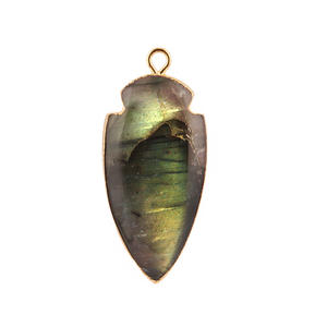 Finding-colgante de punta de flecha labradorita Natural, suministro de joyería, conector chapado en oro, una sola bola, abalorio, Diy - Product Image 3