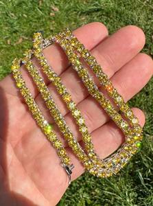 Best Design 5mm Yellow Color Moissanite Diamond <b>Tennis</b> <b>Chain</b> With Gold Plated 925 Silver Luxury Jewelry For Women At Low Price - Product Image 4