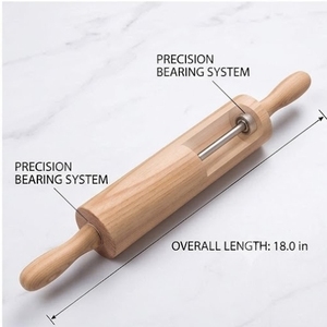 Rodillo de madera para repostería de 10 pulgadas de largo con mango de 4 pulgadas - Product Image 2