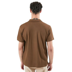 Vente chaude hommes couleur marron gaufré tricot Polo t-shirt à vendre hommes 100% coton blanc tricoté Polo maillots en vente en gros - Product Image 3