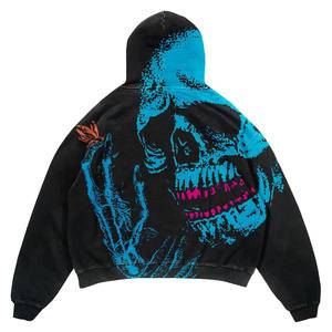 2023 Logo personnalisé broderie éponge française plaine recadrée coton respirant pleine fermeture éclair à capuche pour hommes - Product Image 1