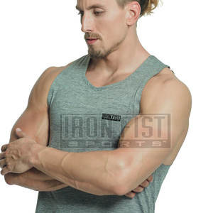Camiseta sin mangas de entrenamiento de secado rápido con logotipo personalizado para hombre, Camiseta deportiva para gimnasio con diseño de punto informal para culturismo, ropa informal - Product Image 4
