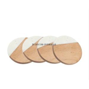 Latest Pattern Arrival Round Shape Top Quality Wooden And White Marble Made Standard Look <b>Coasters</b> For Drinks In Lowest Price - Product Image 1