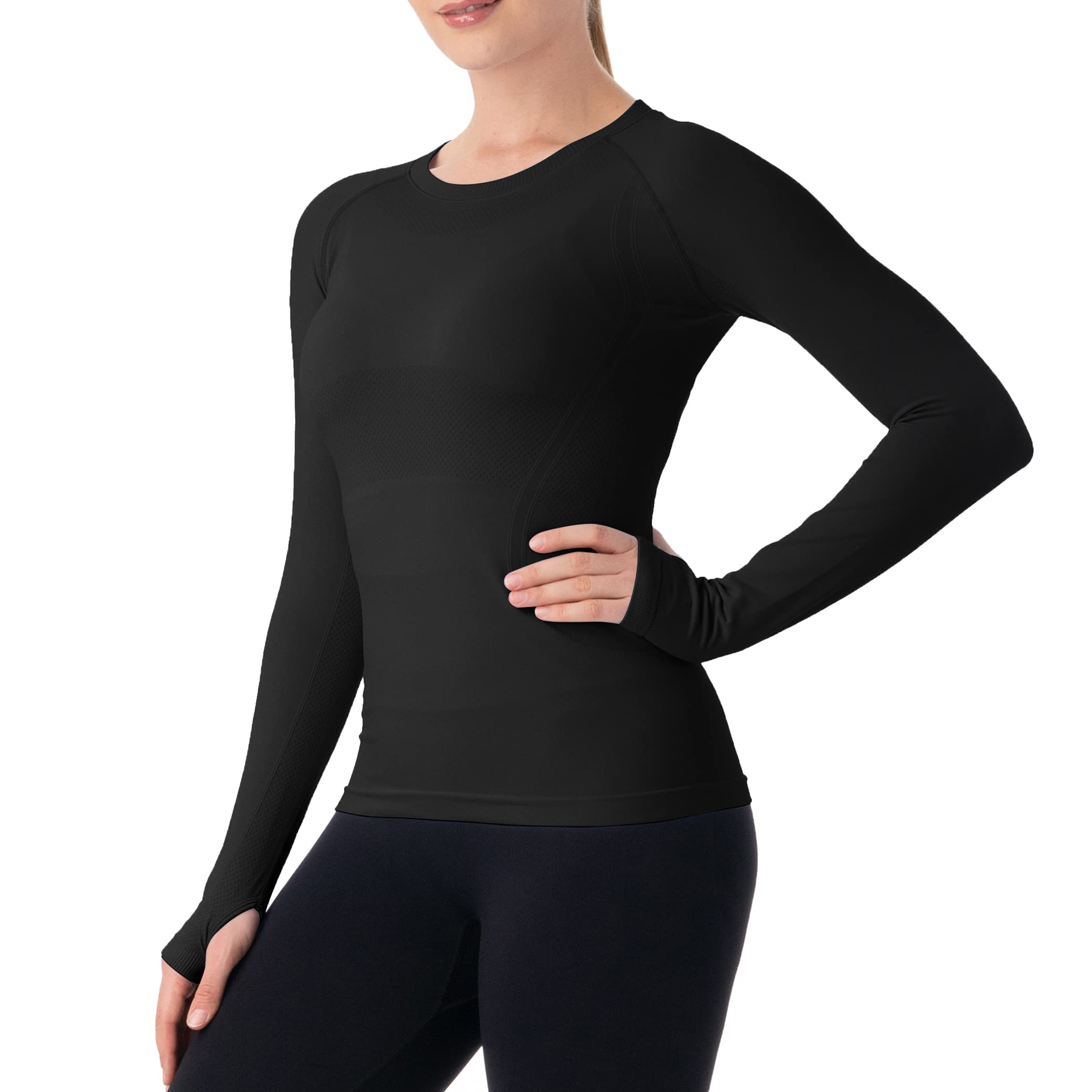 Women's Advanced Seamless Yoga Top Long Sleeve Compression Shirt Breathable Gym Fitness Trend Durability and Belly Control