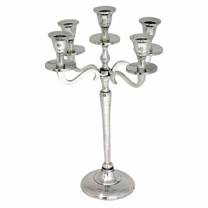 Dernier modèle moderne Candélabre vintage à 5 bras en métal aluminium fini argent Taille personnalisée pour centre de table de mariage - Product Image 5