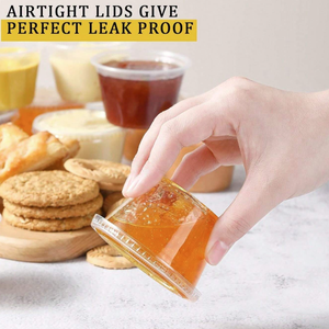 Fournitures de restaurant, pots à sauce jetables transparents, emballages à emporter pour sauce, gobelets de 2 oz, contenants en plastique jetables avec couvercles - Product Image 4