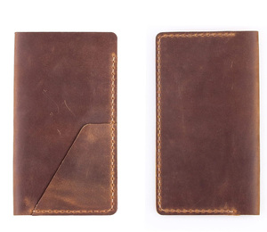 Funda de cuero para chequera-Funda plegable hecha a mano para chequera de cuero genuino - Product Image 2