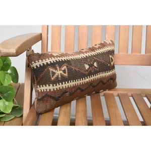 หมอนเย็บปะติดปะต่อกันสีน้ำตาลขนแกะสไตล์วินเทจ8x16นิ้วหรูหราตกแต่งลายใบไม้สไตล์วินเทจสำหรับเทคนิคการถักโซฟา - Product Image 2