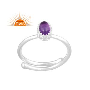Meilleures ventes Bague empilable en argent sterling fin avec améthyste naturelle Fabricant de bijoux personnalisés - Product Image 1