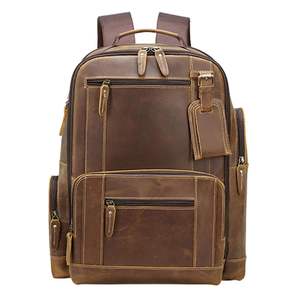 Personalized Full Grain <b>Leather</b> 16 Inches <b>Backpack</b> Large Capacity Weekender Overnight Travel Rucksack <b>Mens</b> <b>Leather</b> <b>Backpack</b> - Product Image 5