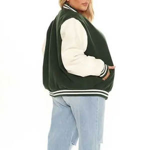 Chaqueta Versity personalizada Mangas de cuero Chenille Bordado Parche Logo Chaqueta de béisbol Contraste Chaqueta Versity - Product Image 5