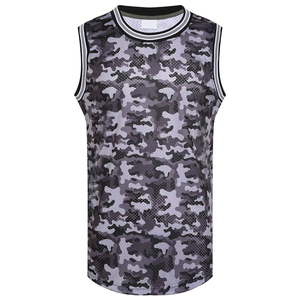 Personnalisable Réversible Basketball Jersey Nouveau Style Respirant Polyester Gris Camouflage Plus Size Vente en Gros - Product Image 1