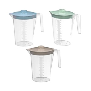 Brocca ovale in plastica graduata con coperchio da 1 litro. - Product Image 1