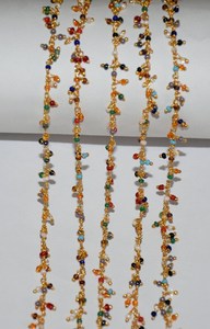 2mm Multicolor Gemstone Cluster <b>Rosary</b> Chain Gold Plated Wire Wrapped Jewelry Making Supply Chain by Foot - Product Image 6