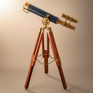 Telescopio Decorativo Clásico Ecológico de Metal y Madera con Diseño Personalizable para Decoración de Interiores con Temática Marina - Product Image 1