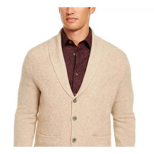 Cardigan da Uomo Tasso Elba 100% Cotone con Motivo Floreale, Marrone, Taglia Small, con Chiusura a Cerniera e Decorazione a Bottoni - Product Image 2