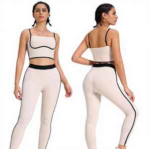 Conjunto de Yoga de Primera Clase, 2 Piezas, Sin Costuras, Tejido Doble Cara Cepillado, Resistente al Agua, Transpirable, para Fitness - Product Image 1