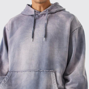 2025 logotipo personalizado Sudadera con capucha y pantalones cortos lavado ácido conjunto Vintage Jogger conjunto chándal para hombres personalizado serigrafía OEM - Product Image 5