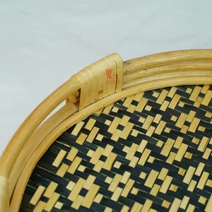 Plateau de service en rotin avec base en bambou, plateau tissé à la main, corbeille à fruits pour un service élégant Viettimecraft Wholesale - Product Image 2