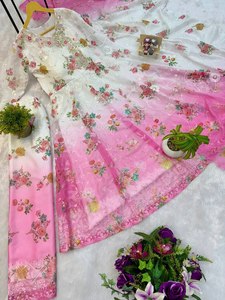 ชุดเดรสยาว4 MTR ผ้าจอร์เจียเทียมขนาดใหญ่สีสันสดใสดีไซน์แบบ M ถึง XXL พร้อมชุดเซ็ทเซ็ทเซ็ทเซ็ทเซ็ทเซ็ทสำหรับผู้หญิงหรือเด็กผู้หญิง - Product Image 2