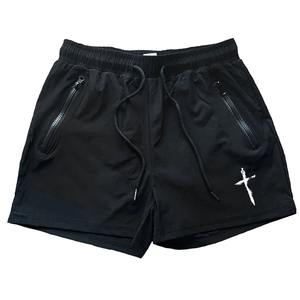 Short de plage à impression personnalisée pour hommes, short d'été à séchage rapide avec poches latérales à double fermeture éclair, short de course à pied pour entraînement de basket-ball et de gymnastique - Product Image 1