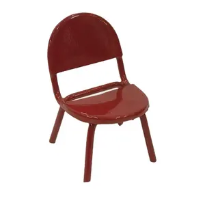 1:12ขนาดเล็กโลหะสีแดงขนาดเล็กการออกแบบใหม่ของเด็กเล่นเก้าอี้ตุ๊กตาเฟอร์นิเจอร์อุปกรณ์เสริม