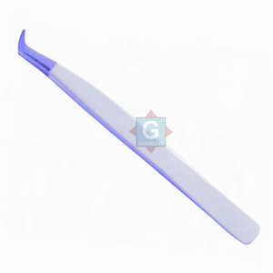 Pinzas de pestañas personalizadas con agarre de diamante Pinzas de pestañas con punta de fibra curva de acero inoxidable sostenible - Product Image 1