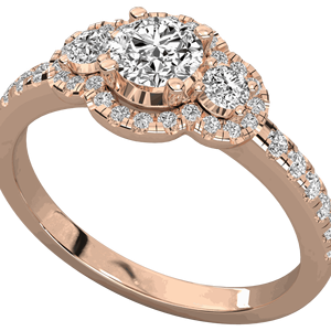 Anillo de Compromiso con Halo de Diamantes Redondos en Micro Engaste - Product Image 5