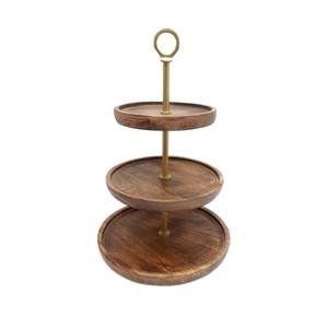 Support à gâteau rond en bois naturel en gros, support à gâteau à un étage, plateau de service, table pour restaurants - Product Image 5