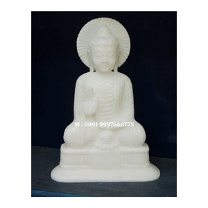 Statue du Bouddha en marbre blanc fait main, la plus belle, avec une finition soignée, pour la maison, le bureau et la vénération au temple. - Product Image 3