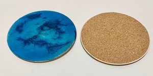 Posavasos de madera y resina hechos a mano exquisitos, piedra de mármol con incrustaciones de hojas de oro, juego de posavasos de protección de bebidas decorativas - Product Image 2