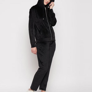 Survêtements en velours de coton pour femmes, ensemble 2 pièces décontracté de luxe, logo personnalisé, fournisseur de haute qualité - Product Image 3