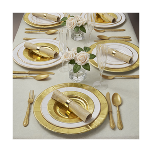 Plaques de chargeur en métal doré les plus pures Finition dorée de qualité supérieure Design unique Conserve la chaleur de vos repas Plaques de chargeur anti-taches - Product Image 5