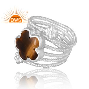 Vente chaude 925 argent Sterling naturel oeil de tigre jaune bague en pierres précieuses bijoux personnalisés pour les femmes cadeau pour elle - Product Image 4