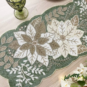 Dessous de verre perlé noir fait à la main de 14 pouces tapis et tampons ronds élégants et élégants pour l'ameublement de la maison - Product Image 1