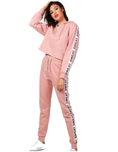 Custom Logo Women's Velvet Tracksuit Hoodie and Lace Decorated Sweatsuit for Winter Jogging - Product Image 6